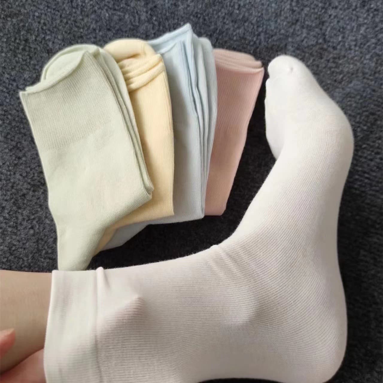 Spring and Summer Candy Color Anti-Pilling Seamless Maternity Socks, Japanese Trendy Student Mid-Calf Socks, Thin Stacking Socks, Cotton Socks