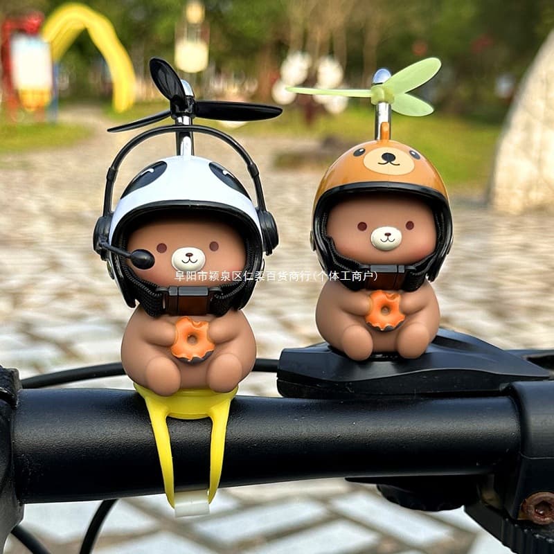 Cute Bear and Yellow Duck Car Dashboard Figurine Helmet Bicycle Electric Scooter Motorcycle Decoration Accessory Small Pendant