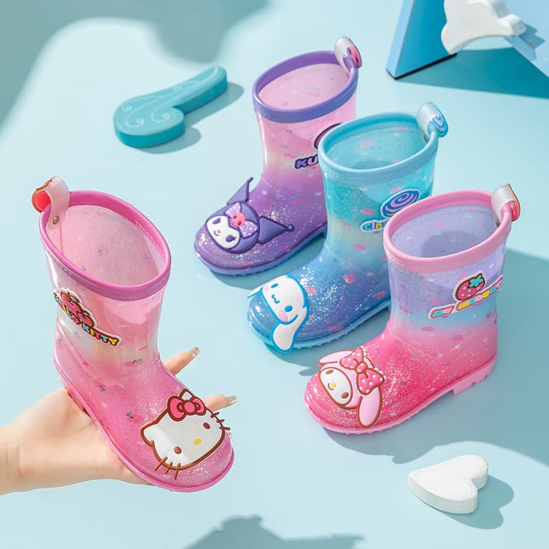 Sanrio children's rain boots for girls, kindergarten cartoon princess Kuromi, Cinnamon Dog girl rain boots.