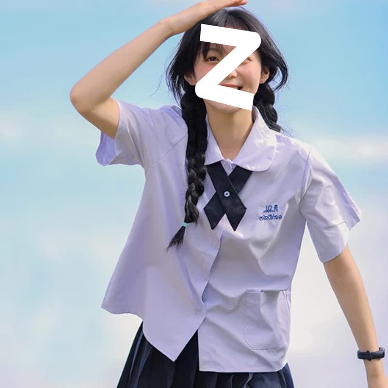 Graduation class uniform, women's uniform, Thai Nano forbidden JK shirt, short-sleeved Thai school uniform, college style set, summer