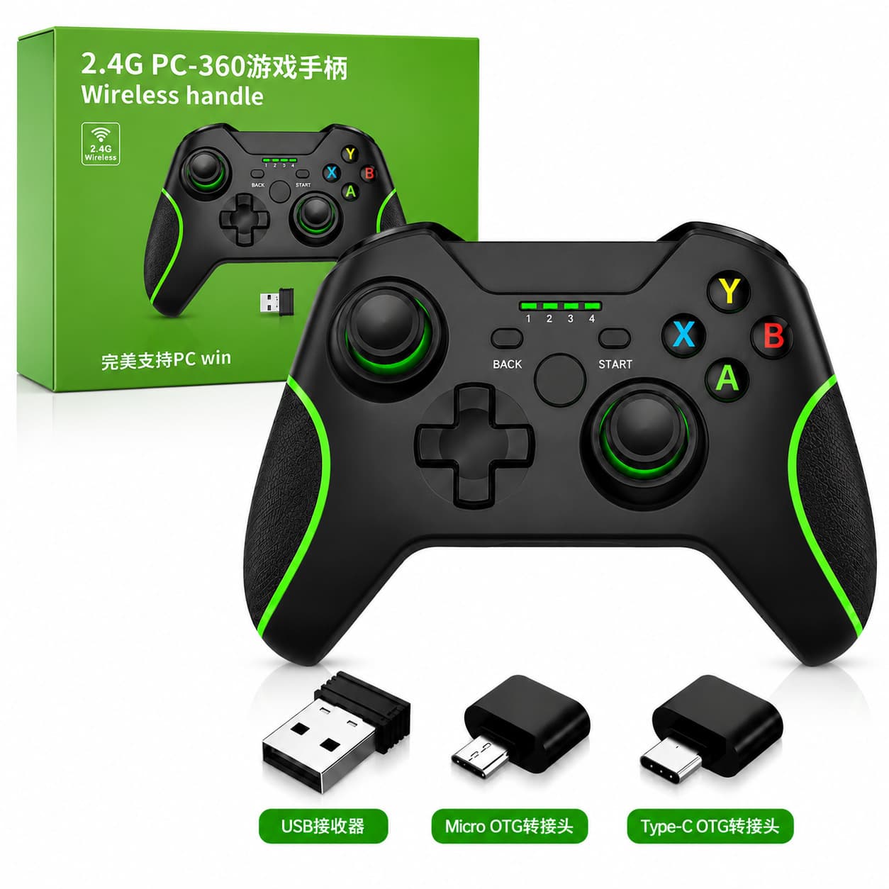 2.4G Wireless Android PC Game Controller PC360 PS3 Steam Dual Vibration Black Myth Rechargeable Gamepad