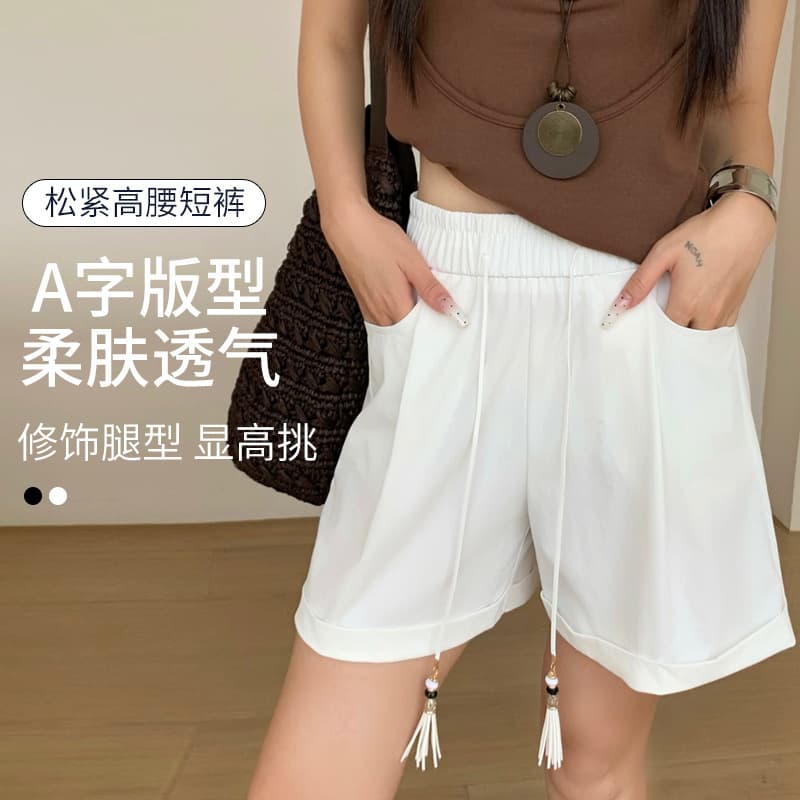 Casual High-Waist Shorts Women Summer A-Line 2026 New Loose 5-Point Slimming Versatile Casual Wide-Leg Shorts
