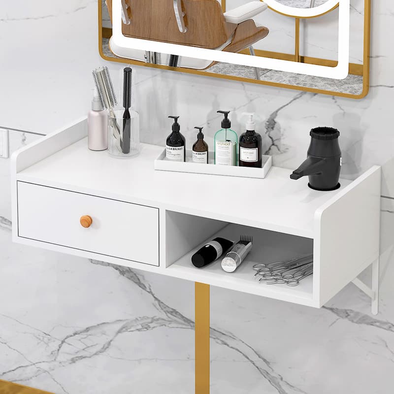 Wall-mounted barber shop tool cabinet wooden hair salon special tool table wall storage cabinet wall-mounted hair salon cabinet