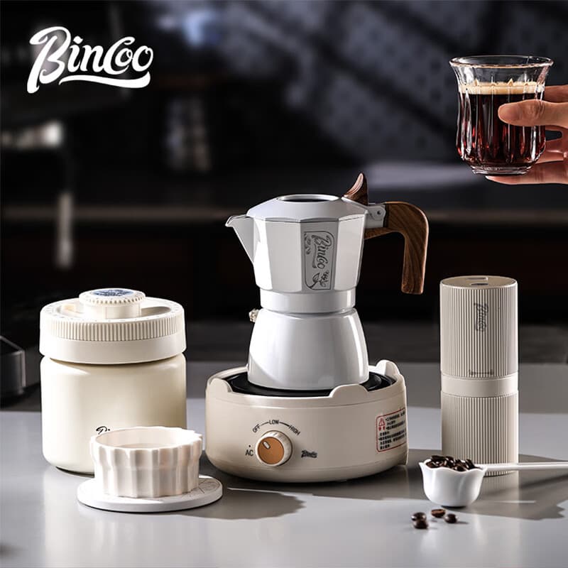 Bincoo Dual Valve Moka Pot Electric Stove Espresso Coffee Maker Small Household Coffee Set