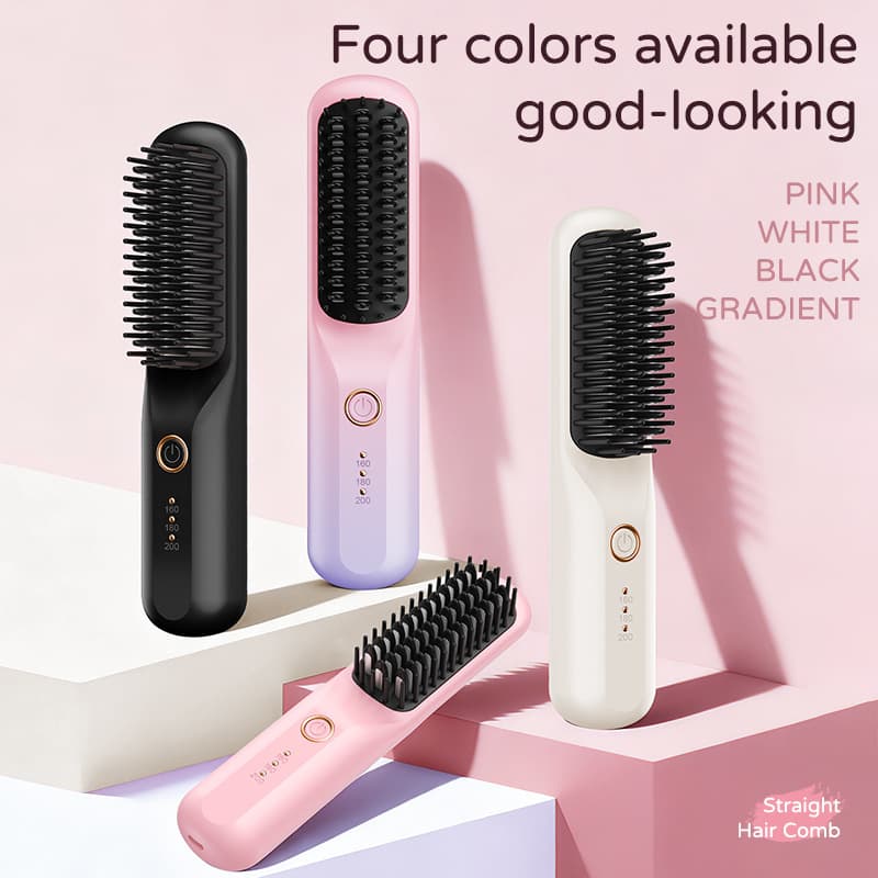 Cross-border USB wireless three-in-one hot hair comb with multi-functional temperature adjustment that does not hurt hair, hair salon gift, foreign trade hair straightening comb