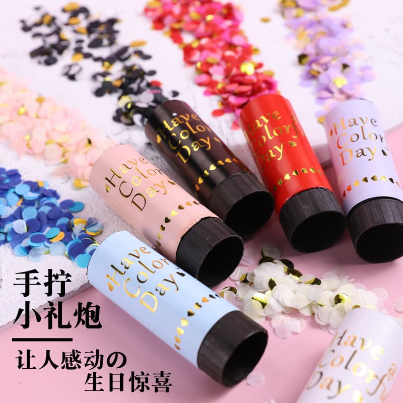 Wedding Hand-Twist Small Confetti Cannon, Atmosphere Spray Tube, Handheld Colorful Confetti Cannon for Complete Wedding Supplies