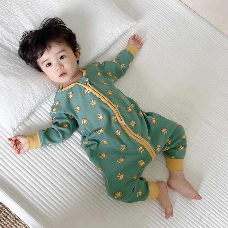 Baby Sleeping Bag for Spring and Autumn, Boneless Anti-Kick Cotton Sleeping Bag with Separate Legs, Unisex Toddler All-Season Romper