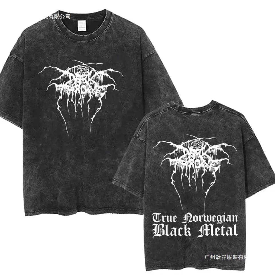 Washed Vintage Dark Throne True Norwegian Black Metal T-Shirt Mayhem T-Shirt Men Women Classic Dead