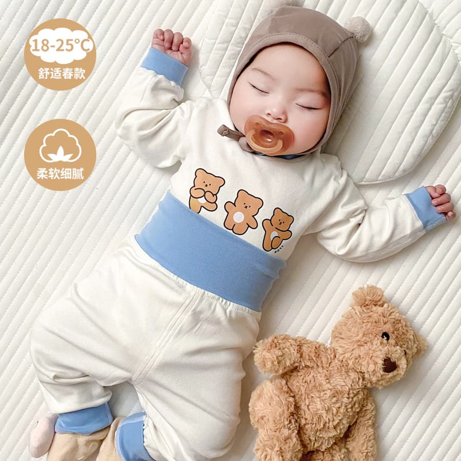 Baby Thermal Underwear Set for Fall/Winter, Kids' Sleepwear & Homewear, 2-Piece with Belly Protection