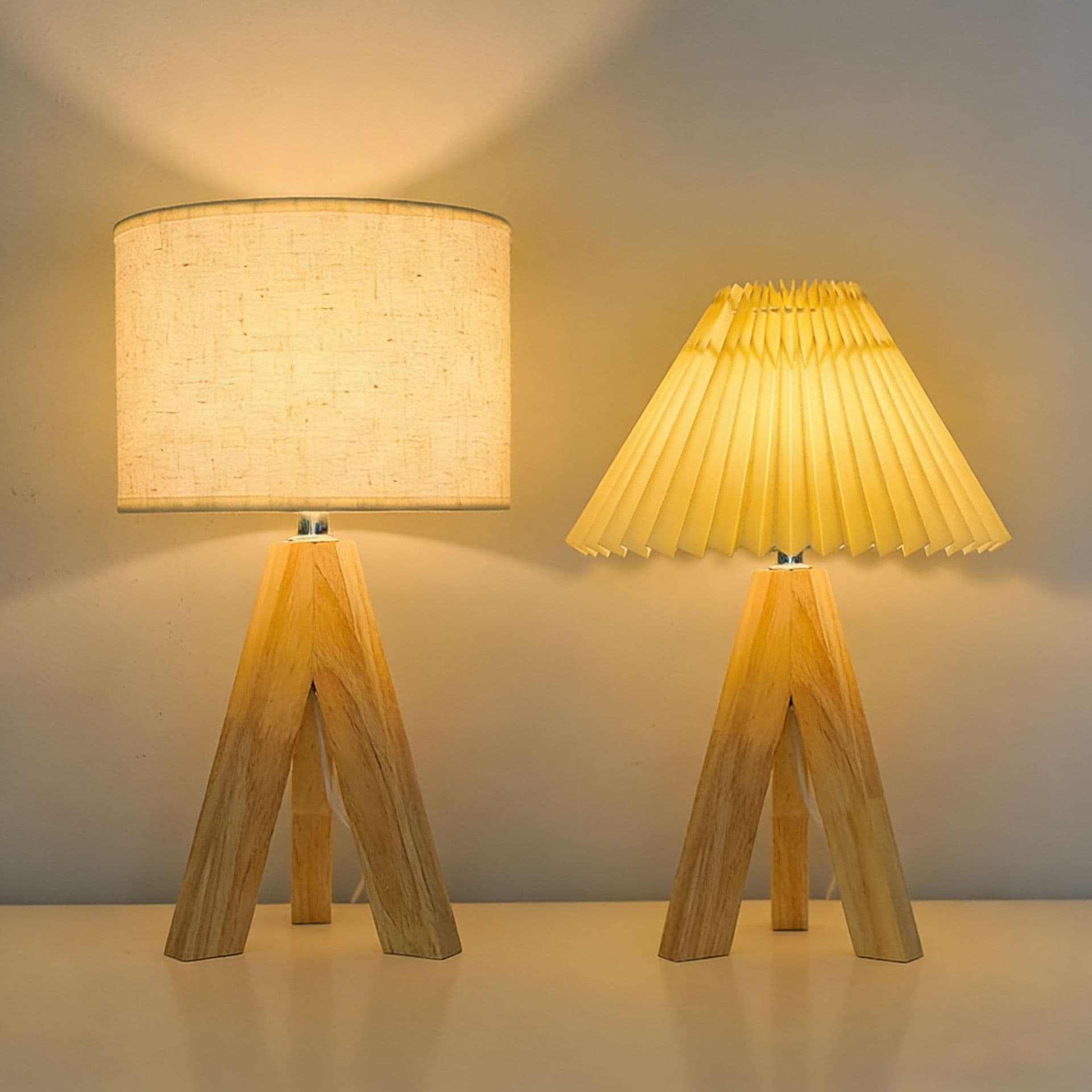 Nordic retro pleated table lamp decoration bedroom bedside lamp solid wood Internet celebrity ins remote control night light LED atmosphere light