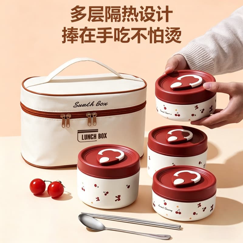 304 Stainless Steel Thickened Sealed Lunch Box Large Capacity Rice Bowl New Leak-Proof Portable Meal Container for Office Workers and Students