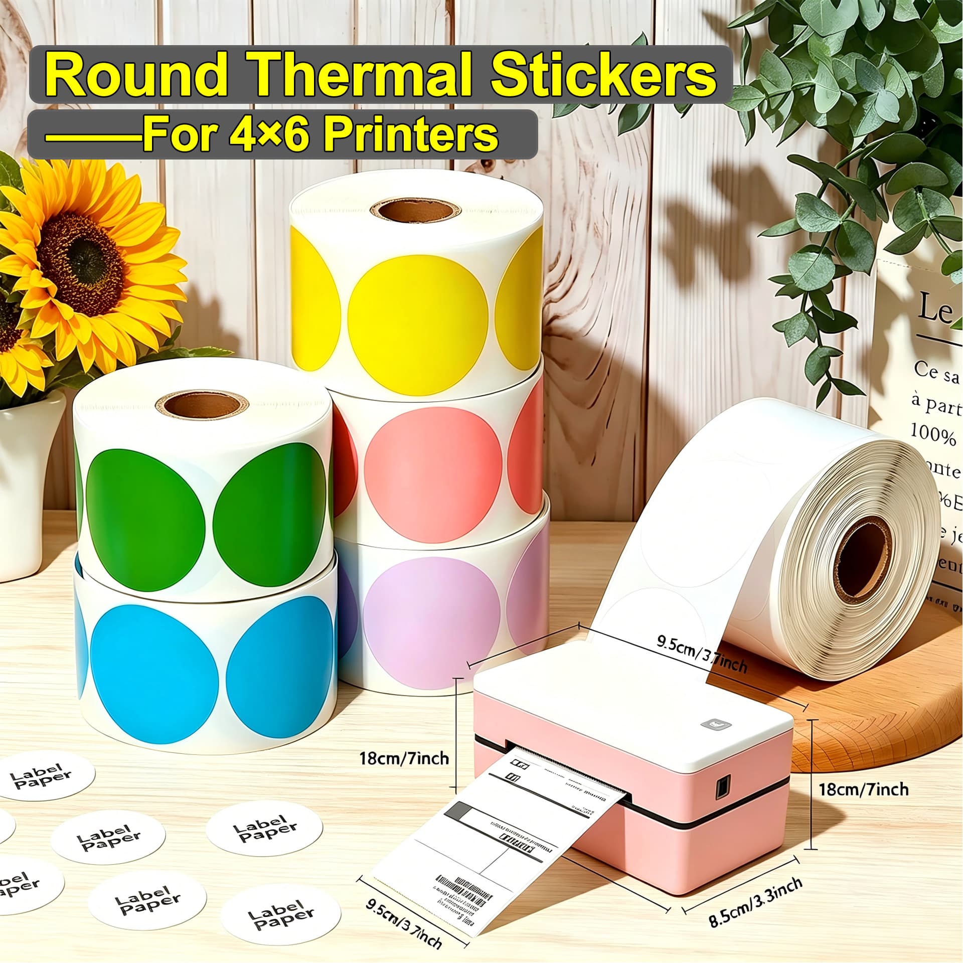 Thermal Sticker Rolls for 4x6 Bluetooth Barcode Printers