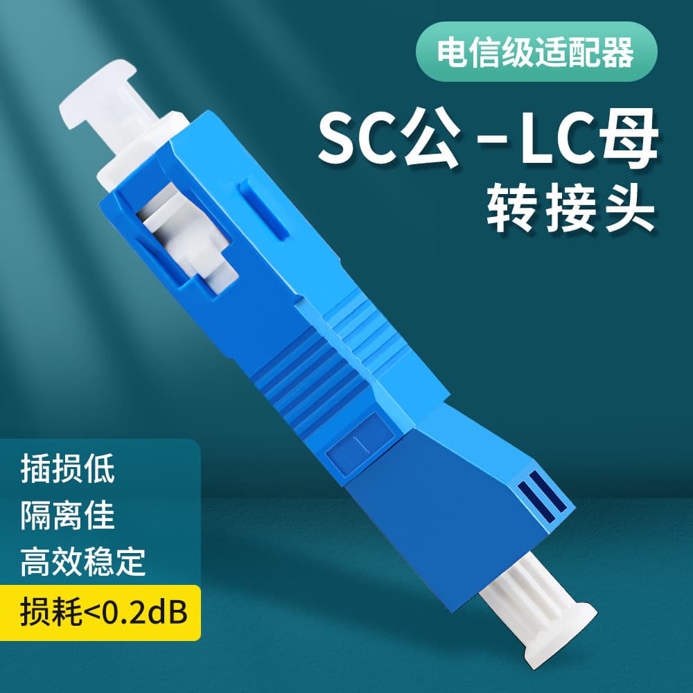 SC male to LC female fiber optic adapter, small square head compatible with optical power meters and red light pens