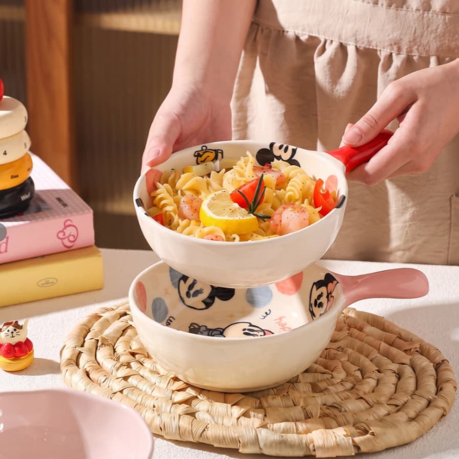 Disney Official High Appearance 6-Inch Handle Bowl Casserole Bowl Household Ceramic Tableware Instant Noodle Microwave Wholesale