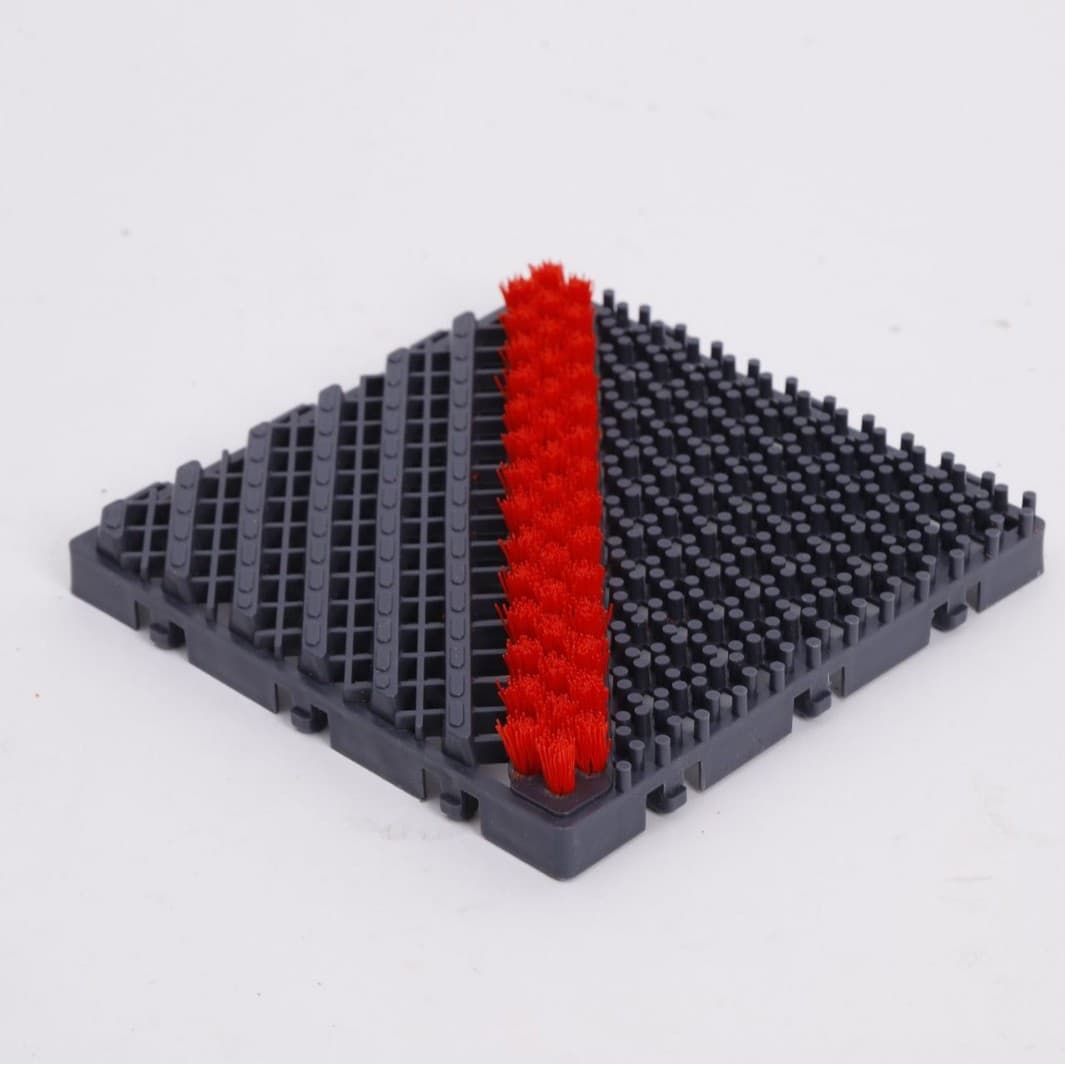 Three-in-One Red Dust Mat with Brush Set, Anti-Slip and Easy-to-Clean Carpet for Store Entrances