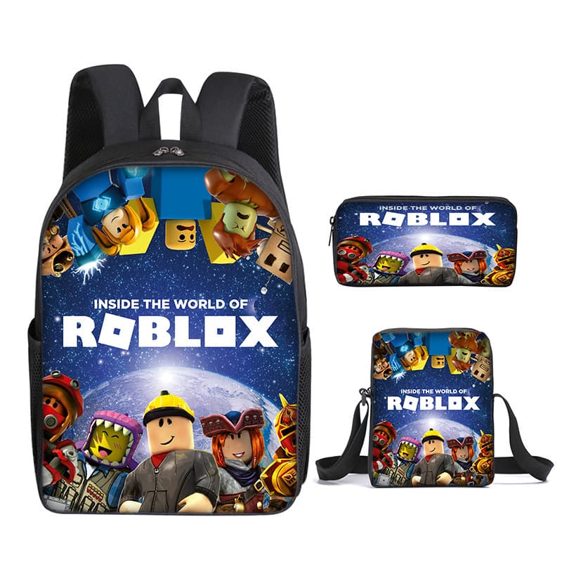 Cross-border Roblox Student Backpack Korean Style School Bag for Primary and Middle School Students Ins Fashion Trendy Rucksack 3-Piece Set
