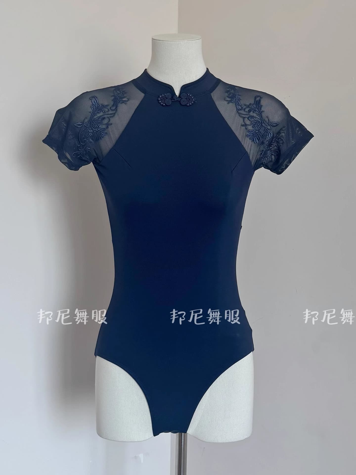 Bonnie Adult Ballet Dancewear Short Sleeve Dance Dress Women New Chinese Style Stand Collar Gymnastics Leotard Chinese Dance Practice Wear