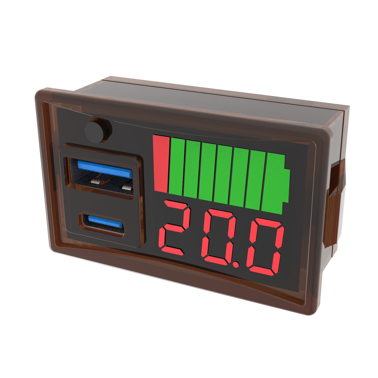 [PQV57L] 12-24V input 12W30W dual USB lead-acid ternary iron lithium voltage and electricity dual display meter