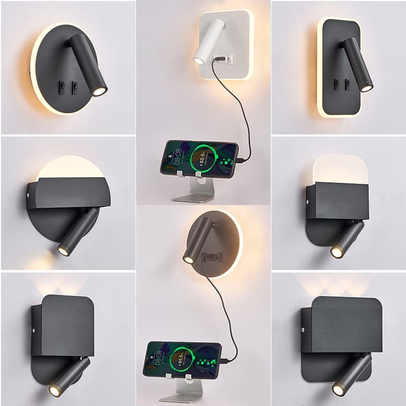 New Creative USB Wall Lamp, Bedside Reading Light, Hotel Room Wall Light, Modern Minimalist Hallway LED Lamp