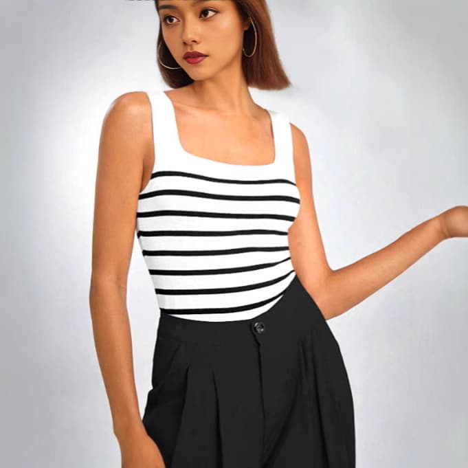 Striped Camisole Knitted Vest Women's Top
