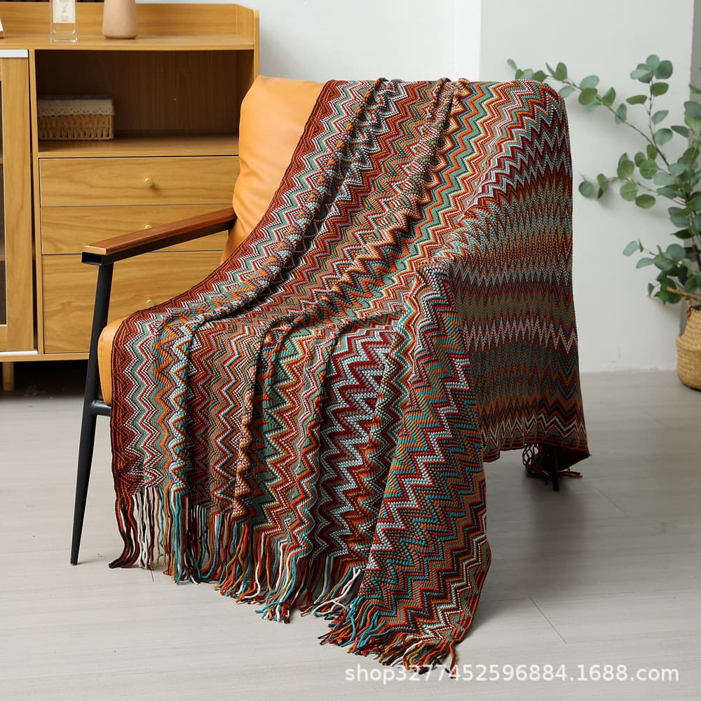 Bohemian Multifunctional Sofa Throw Blanket Red Cover Throw Sofa Cloth Cotton Blanket Wool Blanket Bed End Towel Weave