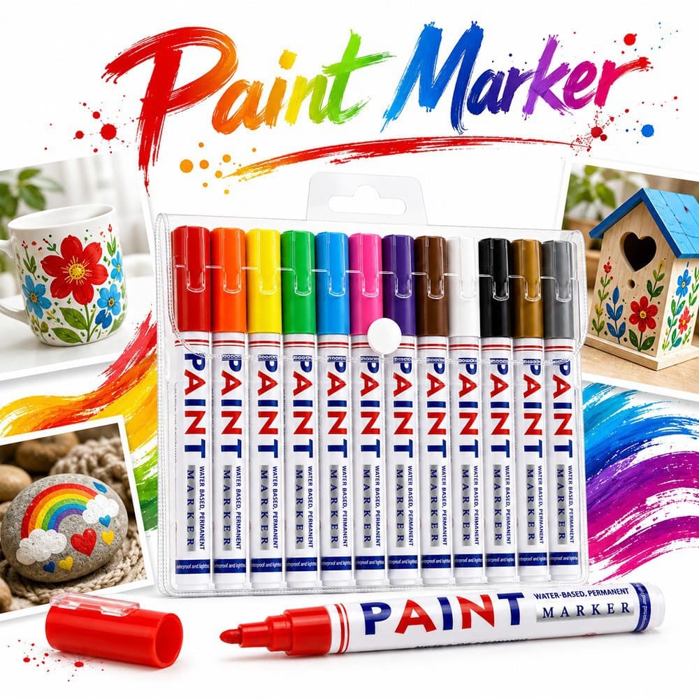 Paint Pen Waterproof Fade-Resistant Car Tire Touch-Up Pen Low Odor Oil-Based Industrial Colored Marker Pen Set