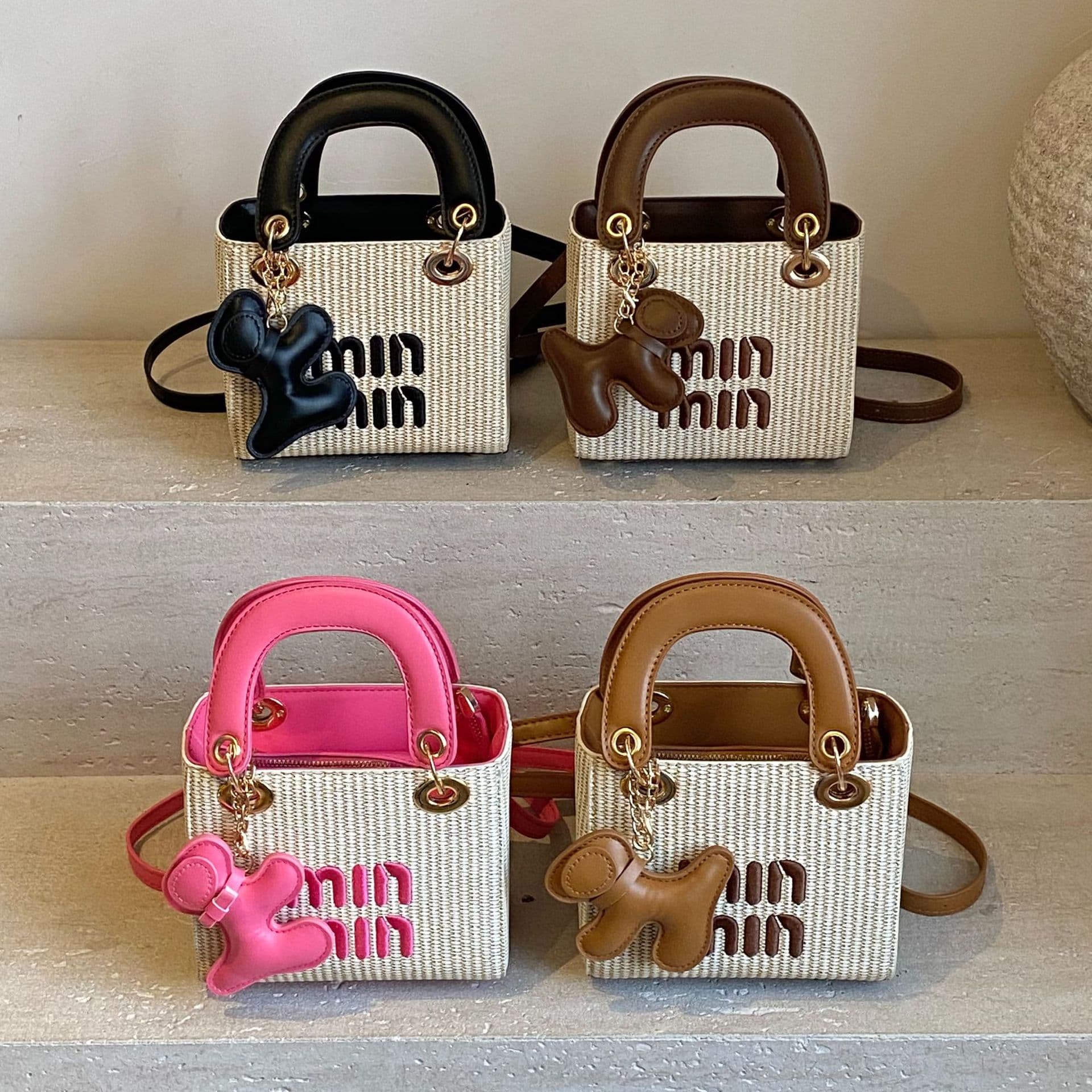 Fashionable 2025 Women's Basket Weave Minifei Bag Crossbody Commuter Shoulder Bag Stylish Versatile Handbag Daily Accessory