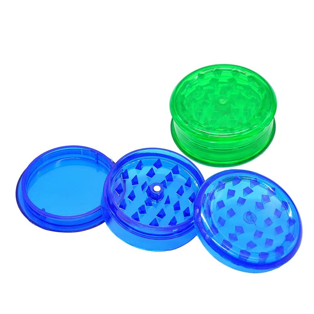 Cross-border E-commerce Round Plastic Herb Grinder Multi-color Manual Plastic Sharp Tooth Grinder 60mm 3 Layers Customizable Logo