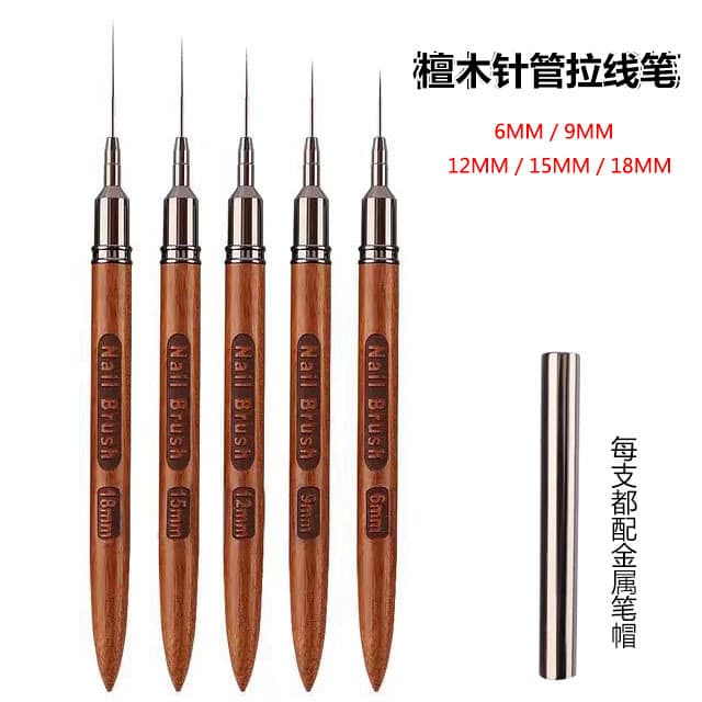 New Sandalwood Pole Manicure Drawing Pen Ultra-Fine Needle Tube Color Painting Flower Pen Hook Line Pen Line Pen Nail Brush