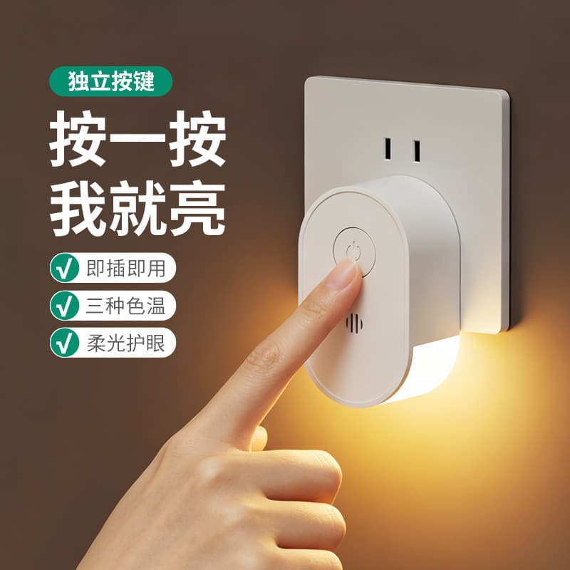 Bedroom Sleep Light for Baby Feeding, Eye-Caring Voice Control, Night Light for Elderly, Energy-Saving Plug-in Night Light