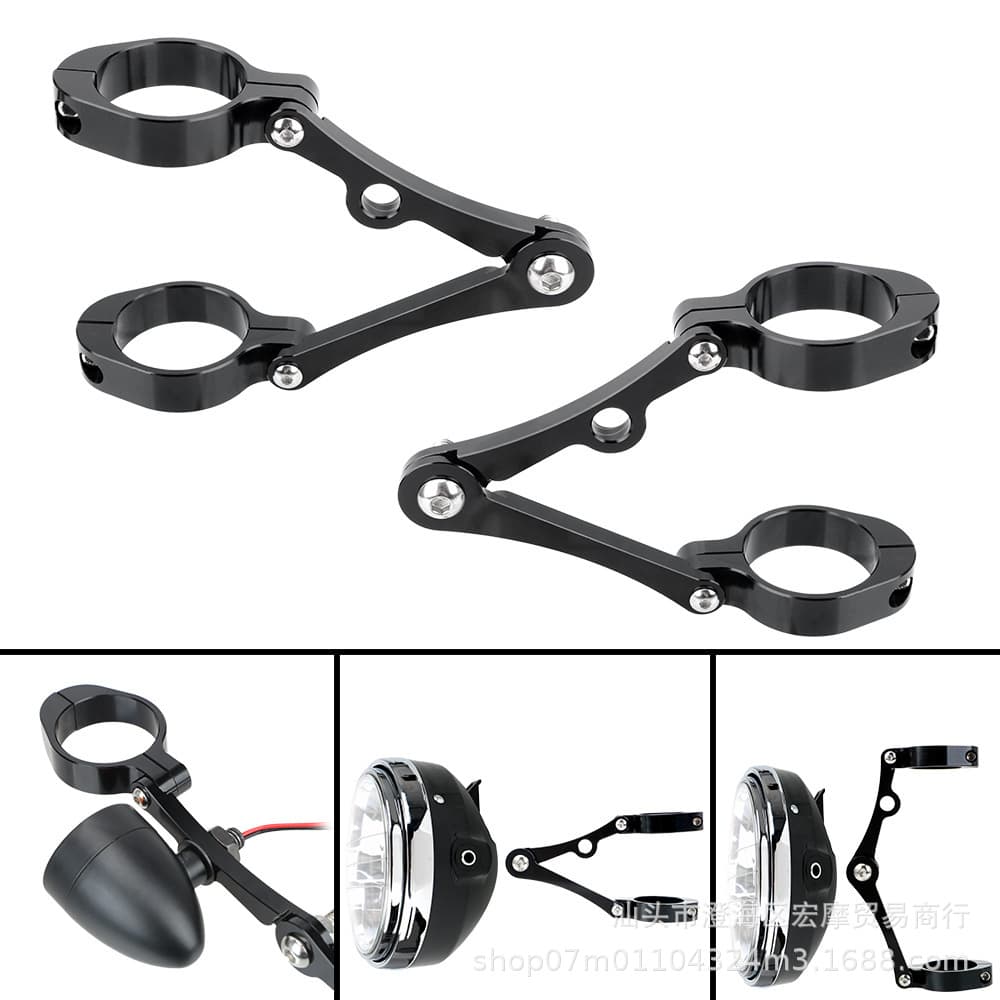 Motorcycle modified headlight bracket, all black 39-41mm motorcycle headlight CNC clamp installation and adjustment