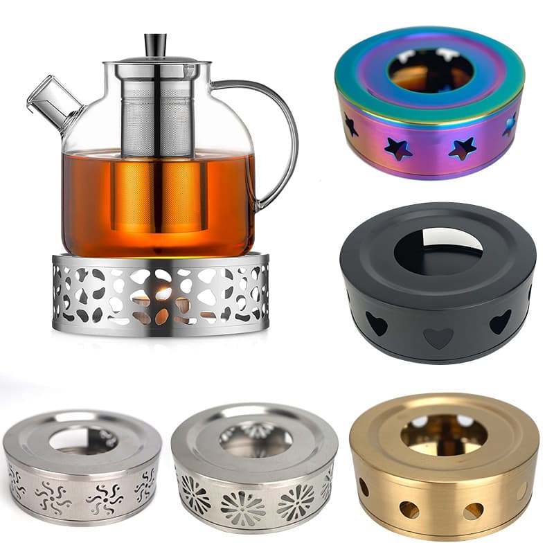 Cross-border Stainless Steel Tea Warmer, Candle-Heated Portable Tea Warmer, Milk and Coffee Heating Base