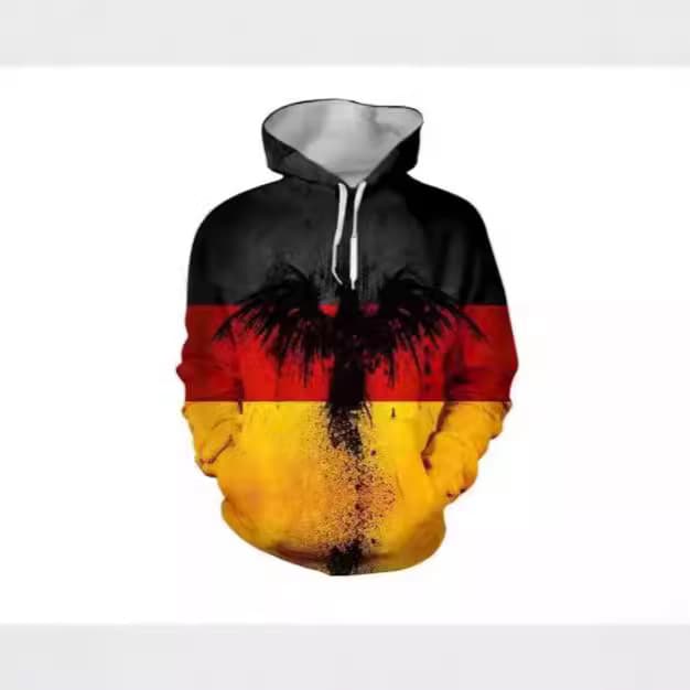 Children's Hat Sweater with German Flag 3D Print, Fun Streetwear Long-Sleeve Jersey, Autumn Fashion