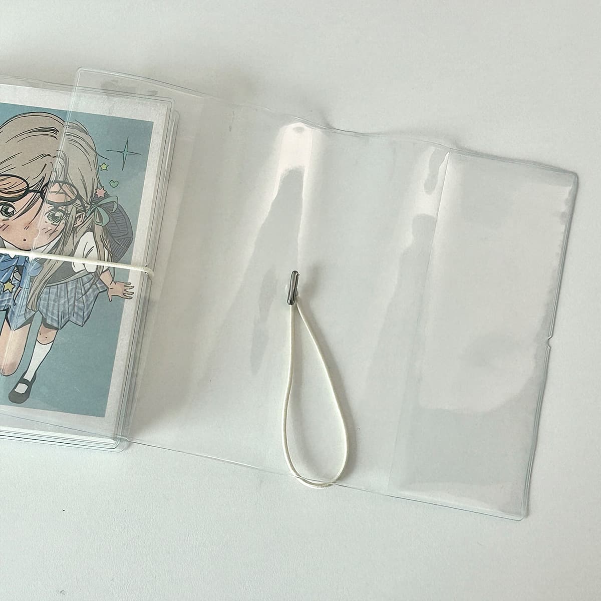 A6 Clear PVC Binder Cover with Straps - Protective Cover for Student Notebooks and Journals (Wakawaka)