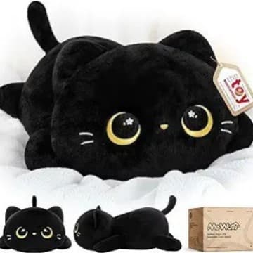 Cute Black Cat Plush Cushion Toy Stuffed Animal Soft Plush Toy Suitable for Girls' Pillow 13inch