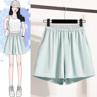 High-Waist Wide-Leg Pants for Women Summer, Tummy-Control Slimming A-Line Casual Sports Shorts Black Pink