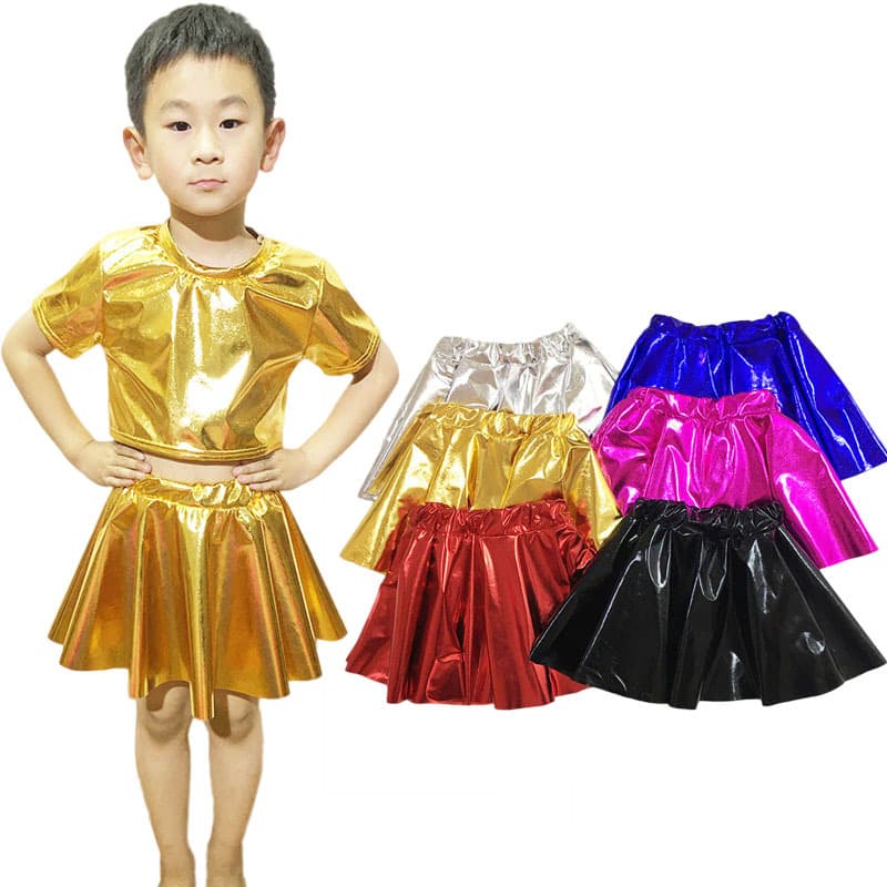 Children's and Adult Stage Tutu Skirt Sun Skirt Shiny Pleated Short Skirt for June 1st Performance