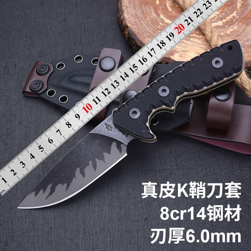Miller Brothers Thick Camping Tactical Outdoor Fixed Blade Survival Knife, Full Tang Tactical Self-Defense Knife