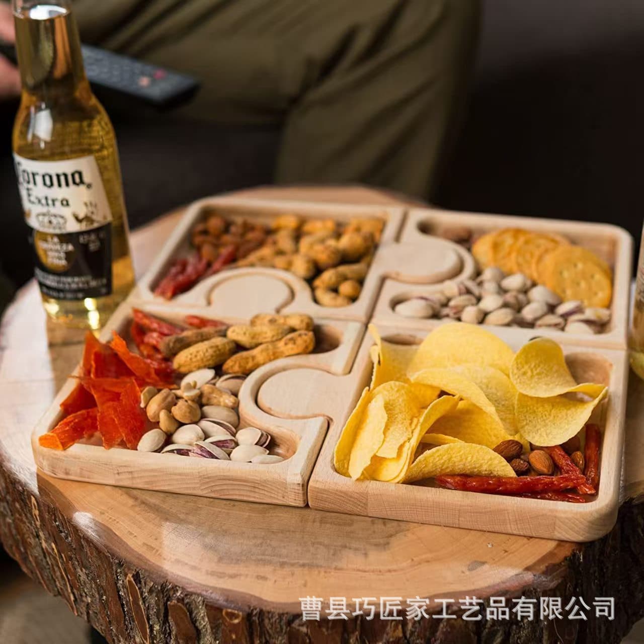 Wooden Divided Serving Tray, Party Decoration Platter, Nut Plate, Fruit Bread Tray, Appetizer Plate, Dessert Display Tray