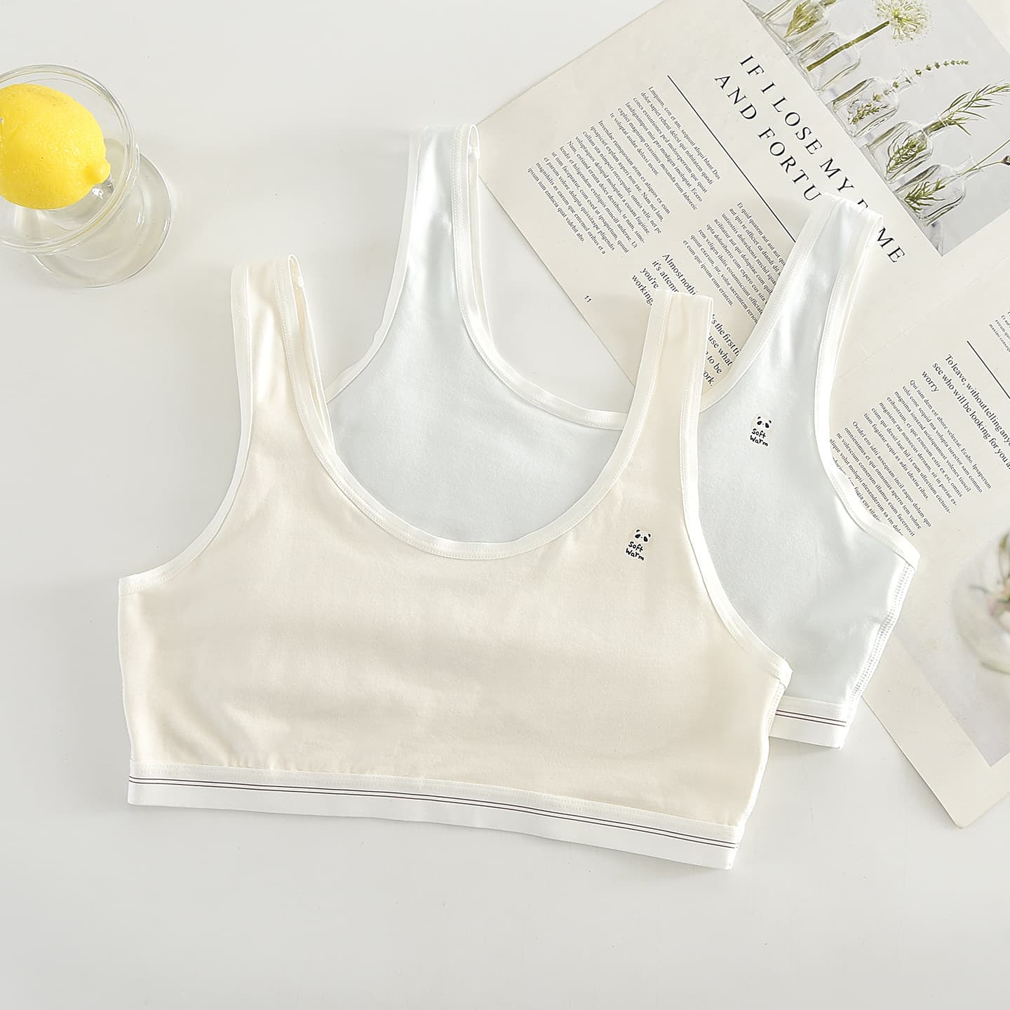 Spring/Summer Teen Girls' Bra, Seamless Thin Lining Vest Top, Sporty Racerback Tank Top 0111