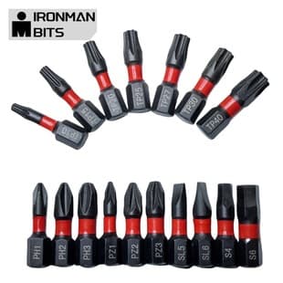 25mm High-Strength Single-End Black Torque Phillips, Slotted, Torx, Hex Screwdriver Bits, Magnetic Short Bits