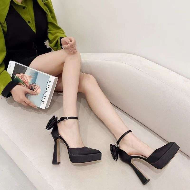 2025 13CM Ultra-High Heel Chunky Heel Platform Pointed Toe Closed Toe One-Strap Rhinestone Sandals Plus Size Women