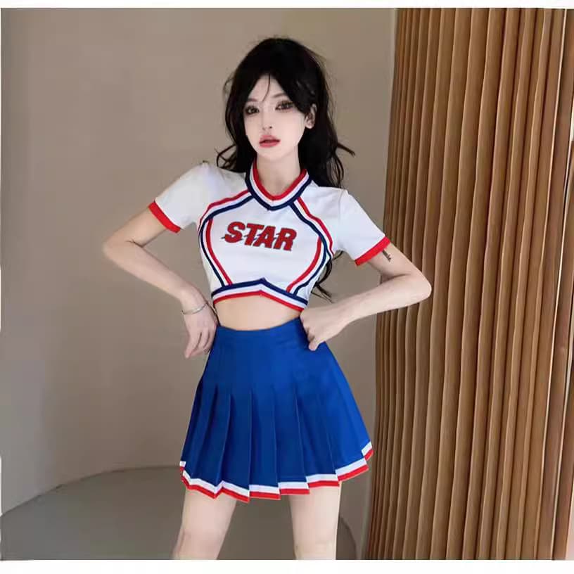 Gidle Female Group Performance Outfit School Sports Team Uniform Student Show Dance Suit Set Women's Cotton Blend Fabric