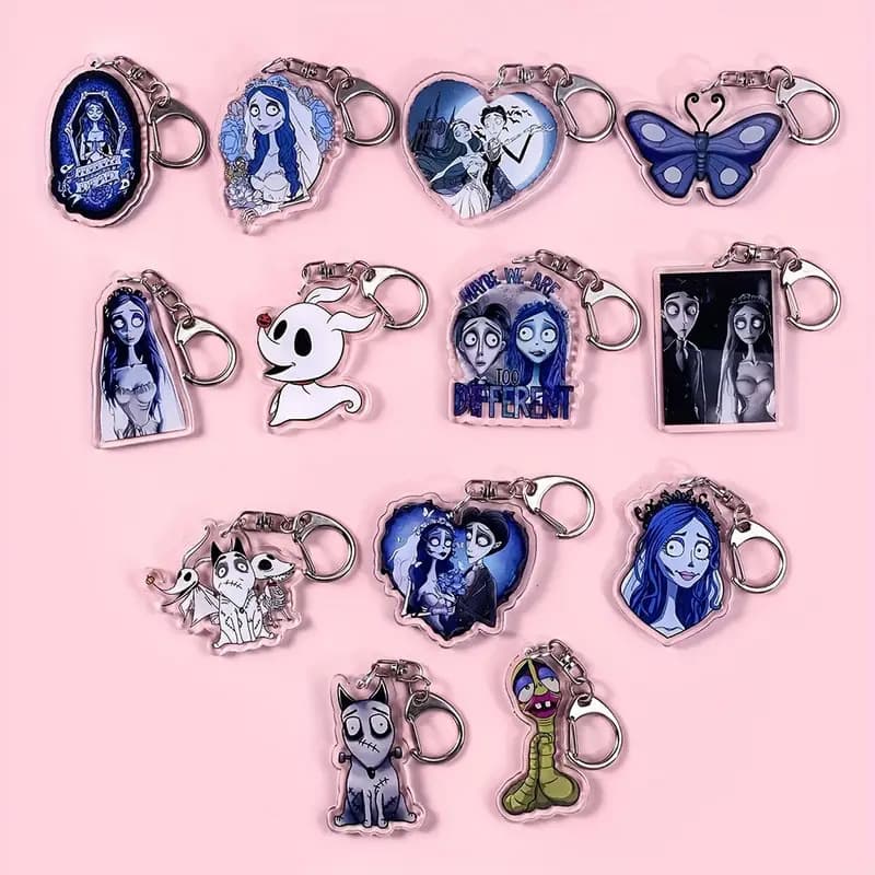 Cross-border New Halloween Keychain Pendant 2D Acrylic Decoration Charm Backpack Hanging Cartoon Key Ring