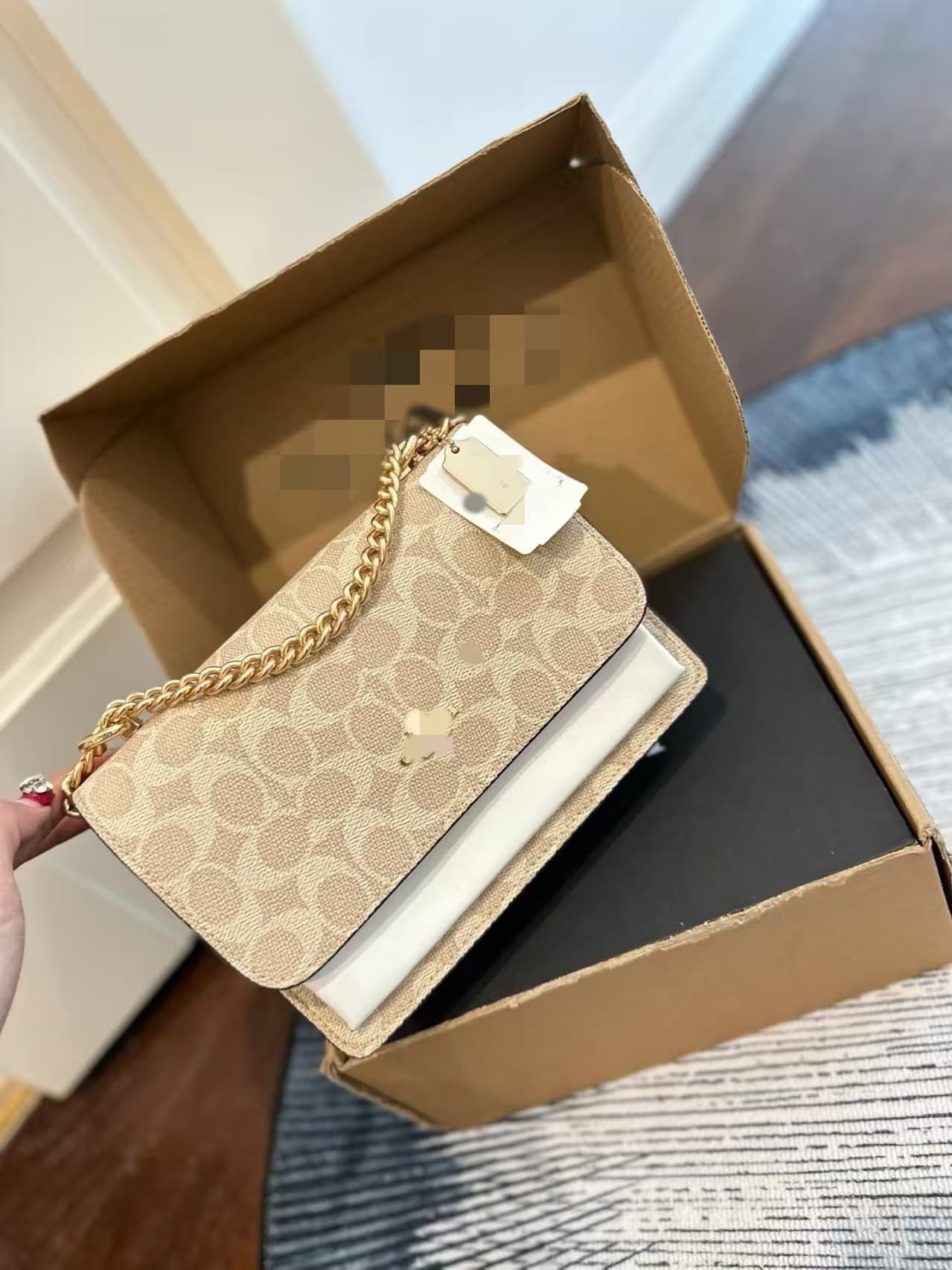 New Cross-border Koujia Classic Monogram Chain Bag Flap Small Square Bag Accordion Messenger Bag Commuter Crossbody Underarm Bag