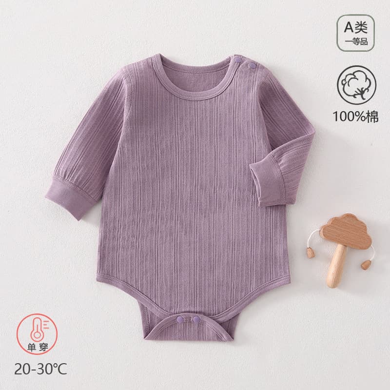 Newborn Pure Cotton Bodysuit for Baby Boys and Girls Long Sleeve Onesie Jacquard Triangle Romper Baby A-Class Seamless Clothing