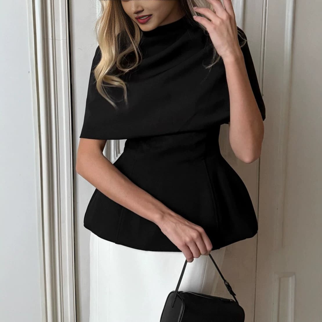 French Elegant Black Cape Top Women 2026 Cross-Border Summer True Two-Piece Vest Set Fashionable Women's Clothing