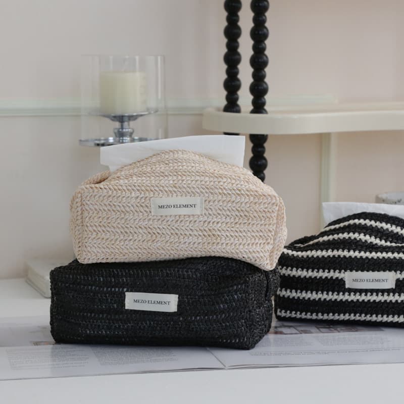 Beautiful elements Nordic ins antique style double-layer three-dimensional woven desktop paper box household tissue bag paper bag