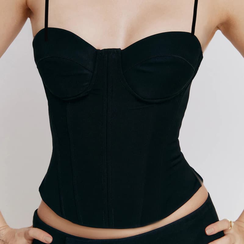 Vintage Fishbone Waist-Cinching Corset with Chest-Enhancing Slit, Zipper, and Straps, French-Style Elegant Sexy Backless Versatile Base Camisole
