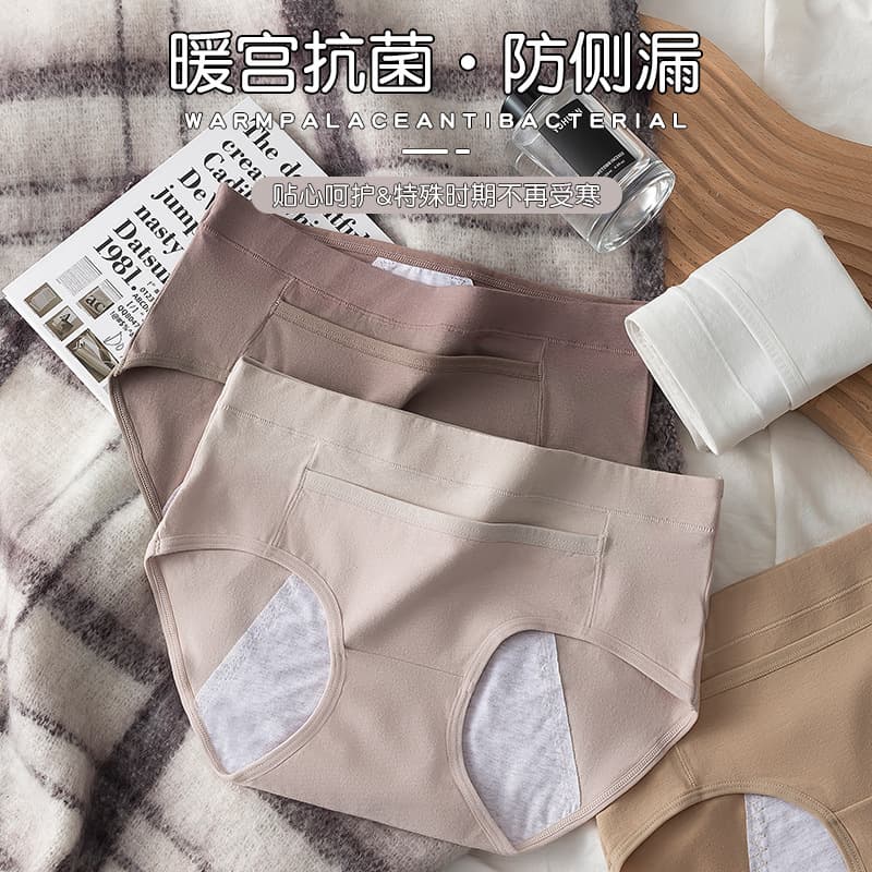 Lifestyle Women's Underwear Pure Cotton Mid-Rise Menstrual Leak-Proof Portable Pocket Safe Hygienic Breathable Briefs